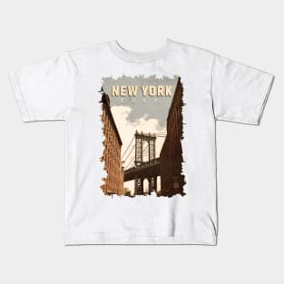 New York City / Vintage Retro art style poster Kids T-Shirt